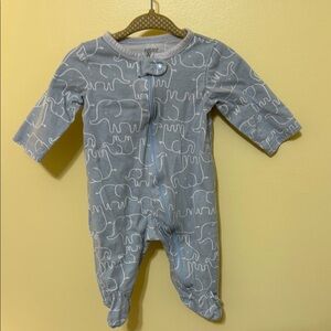 Baby Elephant Print One Piece - Gray